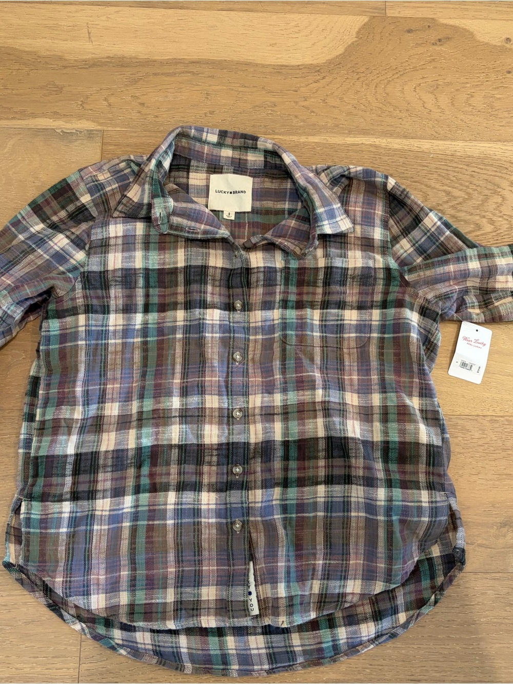 Lucky Brand Plaid Button-Up Shirt in Multi-Color